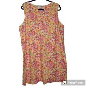 J JILL Love Linen Collection - Linen Floral Sleeveless Shift Dress, Size XLP